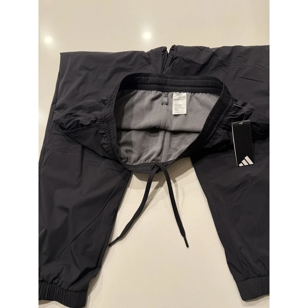 Adidas Mens Fleece Lined Wind Pant Joggers Black ADVR0995 Large NWT